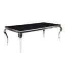 Fabiola Dining Table, Black Glass Top & Stainless Steel Acme