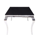 Fabiola Dining Table, Black Glass Top & Stainless Steel Acme