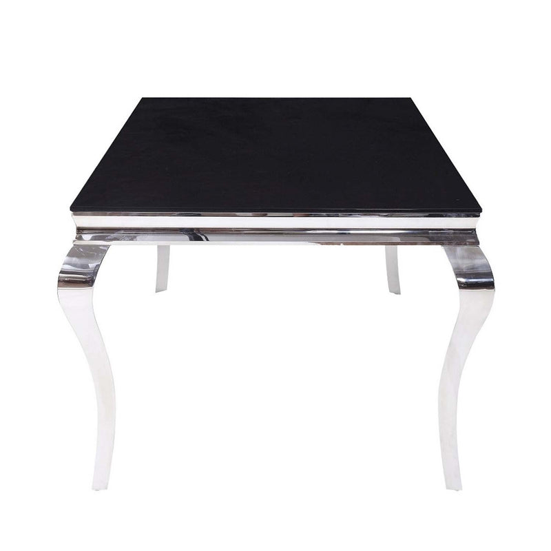 Fabiola Dining Table, Black Glass Top & Stainless Steel Acme