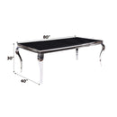Fabiola Dining Table, Black Glass Top & Stainless Steel Acme