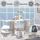 Cyrene Dining Table, Clear Glass Top & Stainless Steel Acme