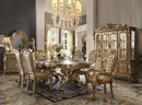 Dresden Dining Table w/2 Leaves, Gold Patina & Bone Finish Acme