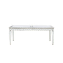 Varian Dining Table (78"L), Mirrored & Antique Platinum Finish Acme