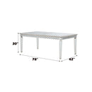 Varian Dining Table (78"L), Mirrored & Antique Platinum Finish Acme