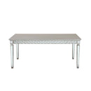 Varian Dining Table (90"L), Mirrored & Antique Platinum Finish Acme
