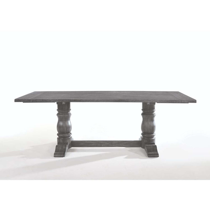 Leventis Dining Table, Weathered Gray Finish Acme