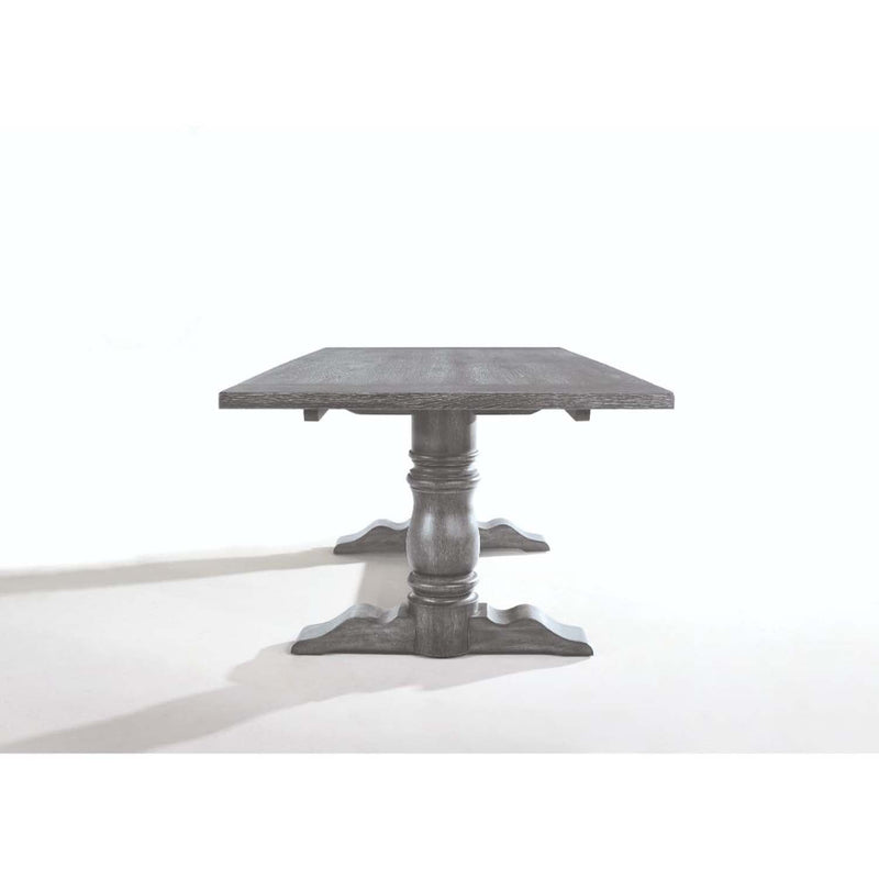 Leventis Dining Table, Weathered Gray Finish Acme