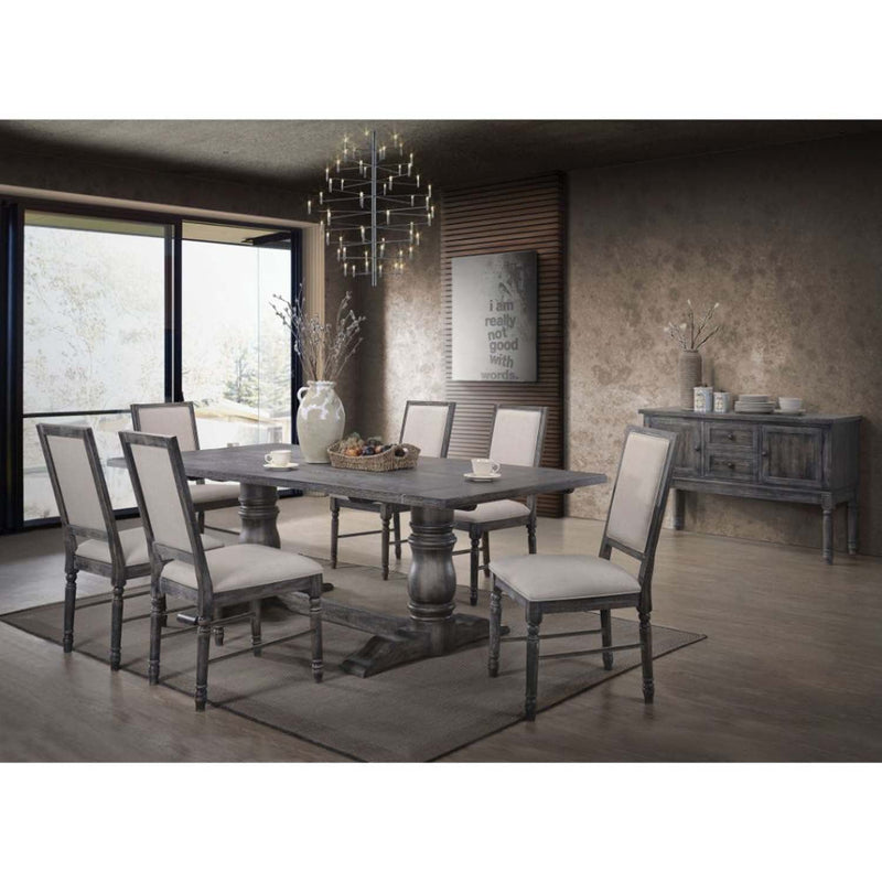 Leventis Dining Table, Weathered Gray Finish Acme