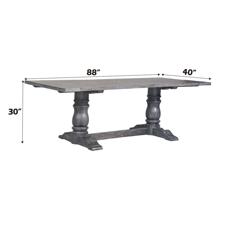 Leventis Dining Table, Weathered Gray Finish Acme