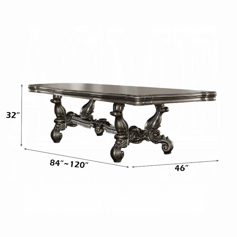 Versailles Dining Table, Antique Platinum Finish Acme