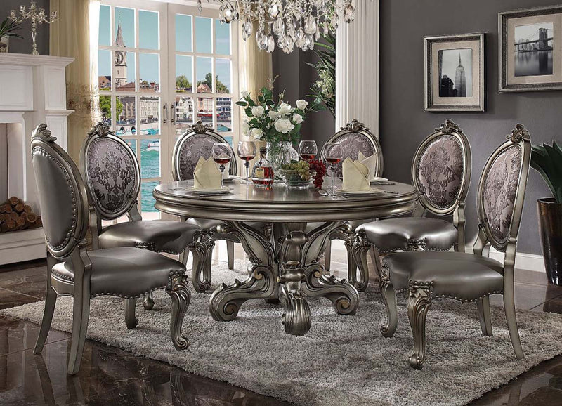 Versailles Dining Table, Antique Platinum Finish Acme