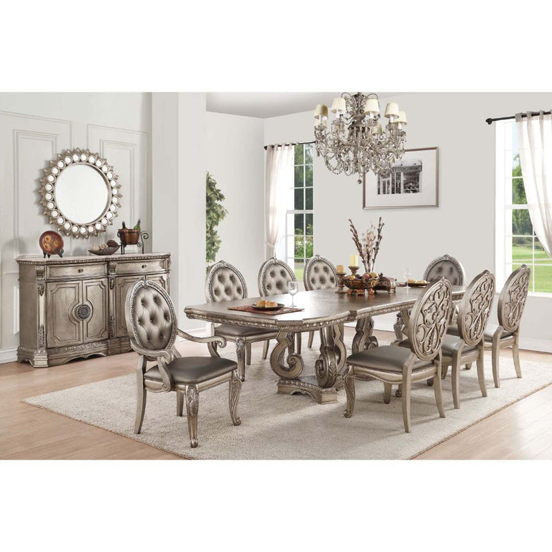 Northville Dining Table, Antique Silver Finish Acme