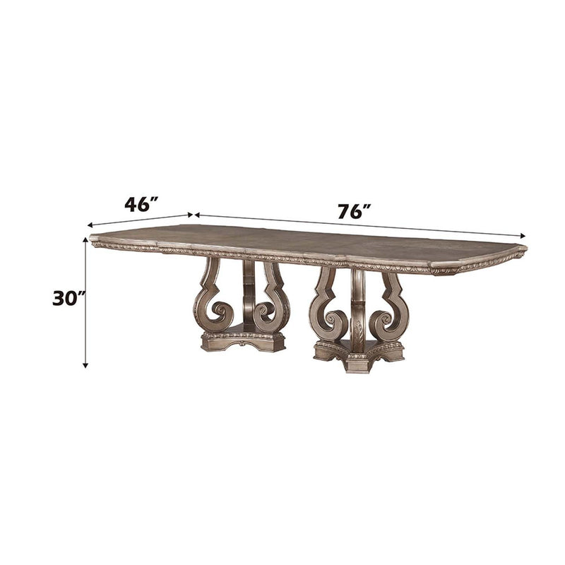 Northville Dining Table, Antique Silver Finish Acme