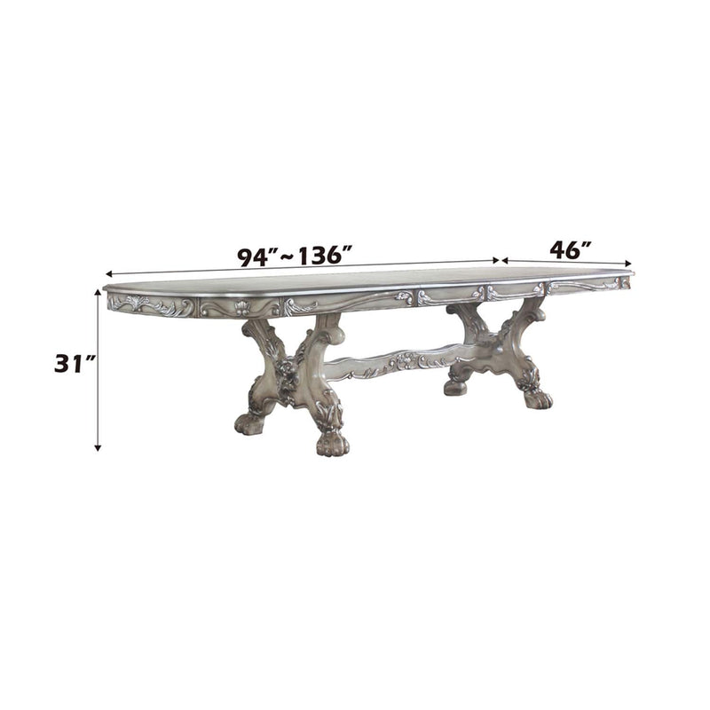 Dresden Dining Table, Vintage Bone White Finish Acme