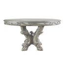 Dresden Round Pedestal Dining Table, Vintage Bone White Finish Acme