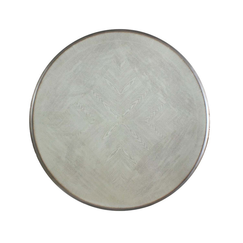 Dresden Round Pedestal Dining Table, Vintage Bone White Finish Acme