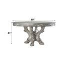Dresden Round Pedestal Dining Table, Vintage Bone White Finish Acme