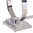 Zander Dining Table, White Printed Faux Marble Top & Mirrored Silver Finish Acme