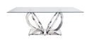Finley Dining Table, Clear Glass Top & Mirrored Silver Finish Acme