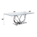 Finley Dining Table, Clear Glass Top & Mirrored Silver Finish Acme
