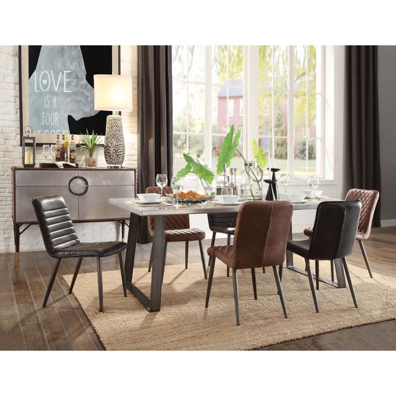 Kaylia Dining Table, Aluminum & Gunmetal Finish Acme