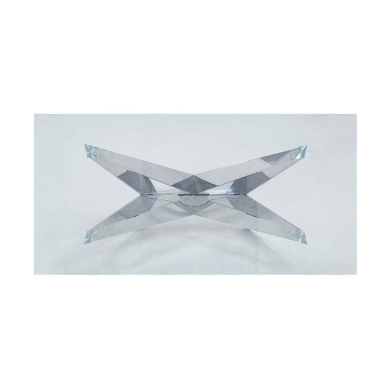 Dekel Dining Table, Clear Glass Top & Stainless Steel Acme