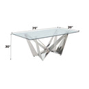 Dekel Dining Table, Clear Glass Top & Stainless Steel Acme