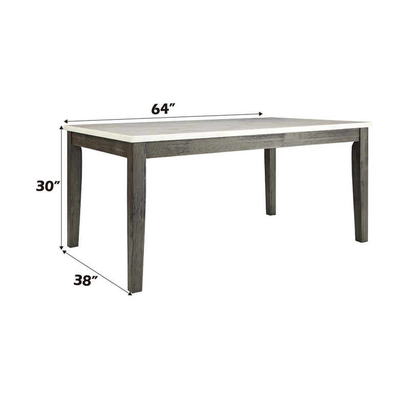 Merel Dining Table, White Marble Top & Gray Oak Finish Acme