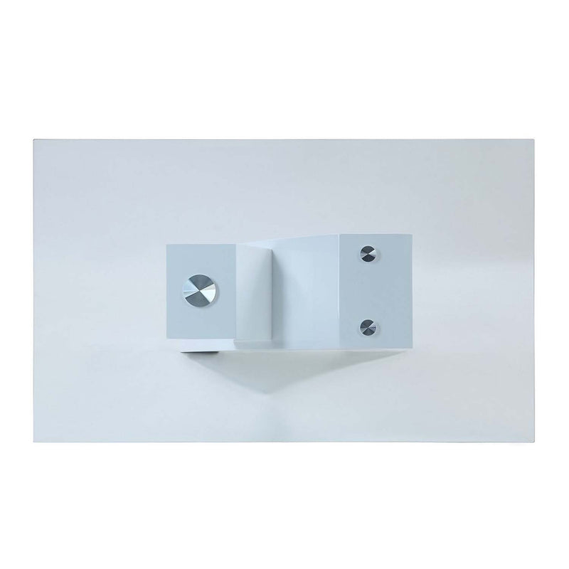 Pervis Dining Table, Clear Glass Top & White High Gloss Finish Acme