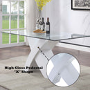 Pervis Dining Table, Clear Glass Top & White High Gloss Finish Acme