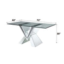 Noralie Dining Table, Mirrored, Faux Diamonds & Clear Glass Top Finish Acme