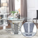 Noralie Dining Table, Mirrored, Faux Diamonds & Clear Glass Top Finish Acme