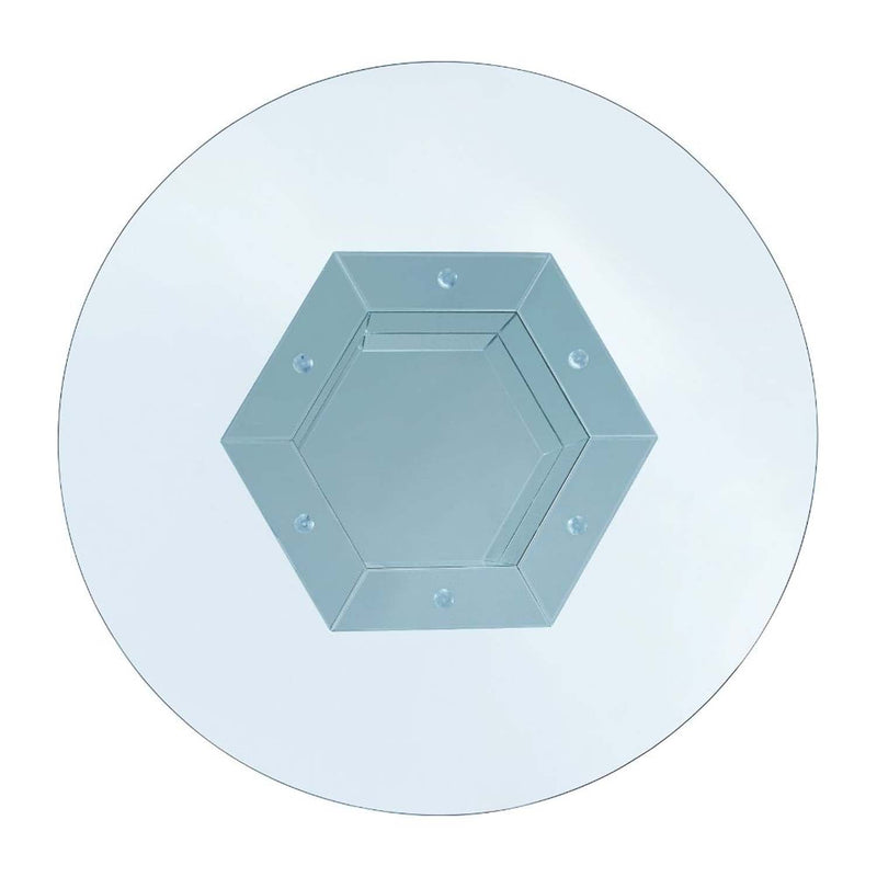 Noralie Dining Table, Mirrored, Faux Diamonds & Clear Glass Top Finish Acme