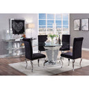 Noralie Dining Table, Mirrored, Faux Diamonds & Clear Glass Top Finish Acme