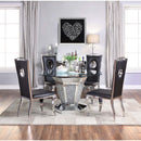 Noralie Dining Table, Mirrored, Faux Diamonds & Clear Glass Top Finish Acme