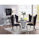 Noralie Dining Table, Mirrored, Faux Diamonds & Clear Glass Top Finish Acme