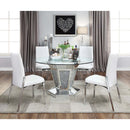 Noralie Dining Table, Mirrored, Faux Diamonds & Clear Glass Top Finish Acme