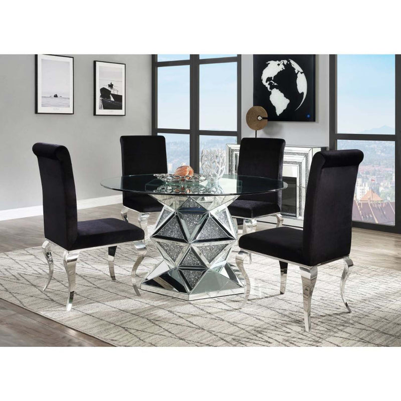 Noralie Dining Table, Mirrored & Faux Diamonds Acme