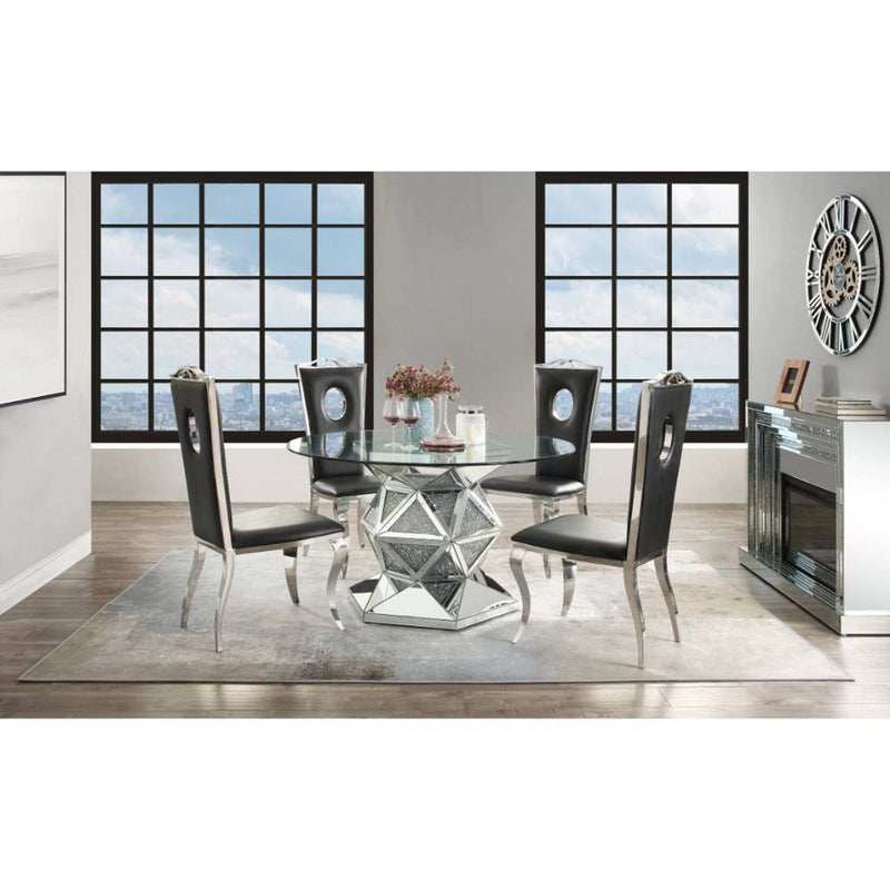 Noralie Dining Table, Mirrored & Faux Diamonds Acme