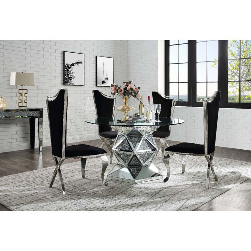 Noralie Dining Table, Mirrored & Faux Diamonds Acme
