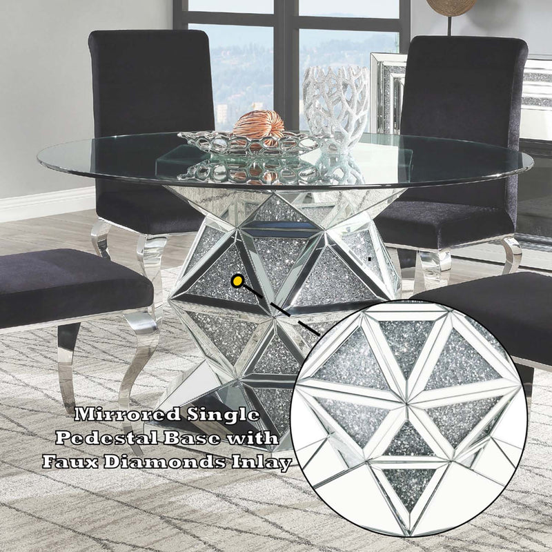 Noralie Dining Table, Mirrored & Faux Diamonds Acme