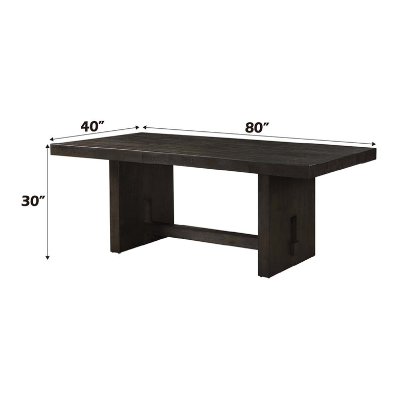 Haddie Dining Table, Distressed Walnut Finish Acme