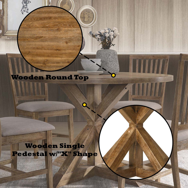 Wallace II Dining Table, Weathered Oak Finish Acme