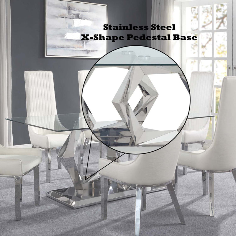 Gianna Dining Table, Clear Glass Top & Stainless Steel Acme