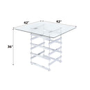 Nadie Counter Height Table, Clear Glass Top & Black Finish Acme