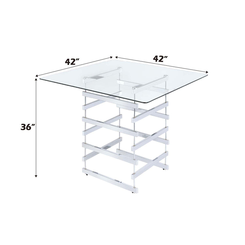 Nadie Counter Height Table, Clear Glass Top & Black Finish Acme