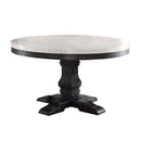 Nolan Round Dining Table, White Marble Top & Salvage Dark Oak Finish Acme