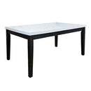 Nolan Dining Table, White Natural Marble Top & Salvage Dark Oak Finish Acme