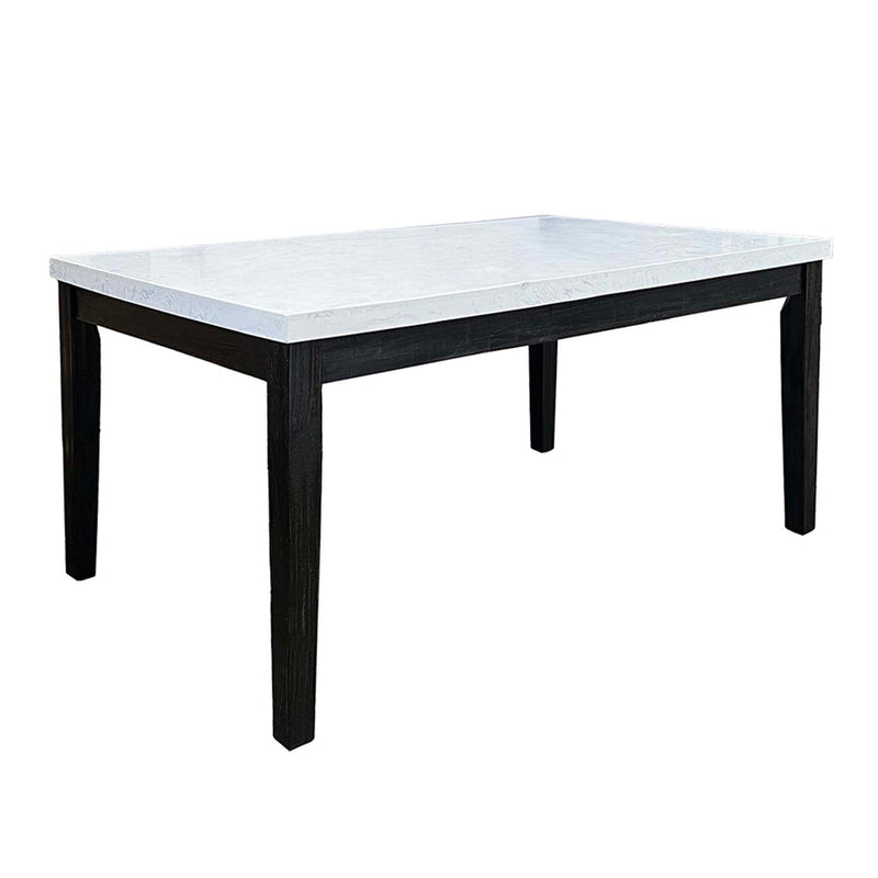 Nolan Dining Table, White Natural Marble Top & Salvage Dark Oak Finish Acme