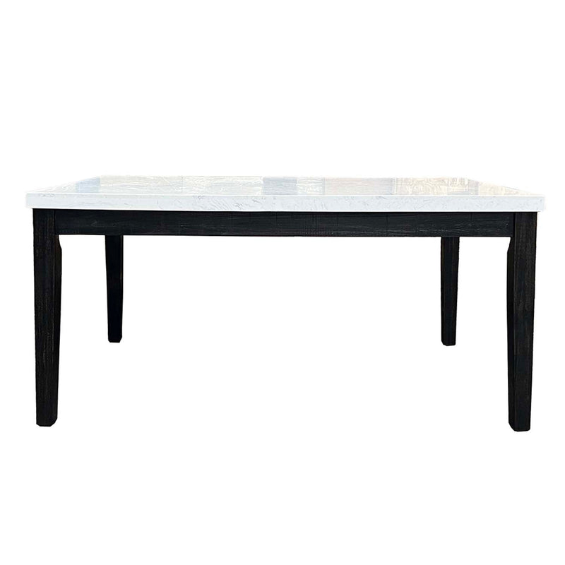 Nolan Dining Table, White Natural Marble Top & Salvage Dark Oak Finish Acme